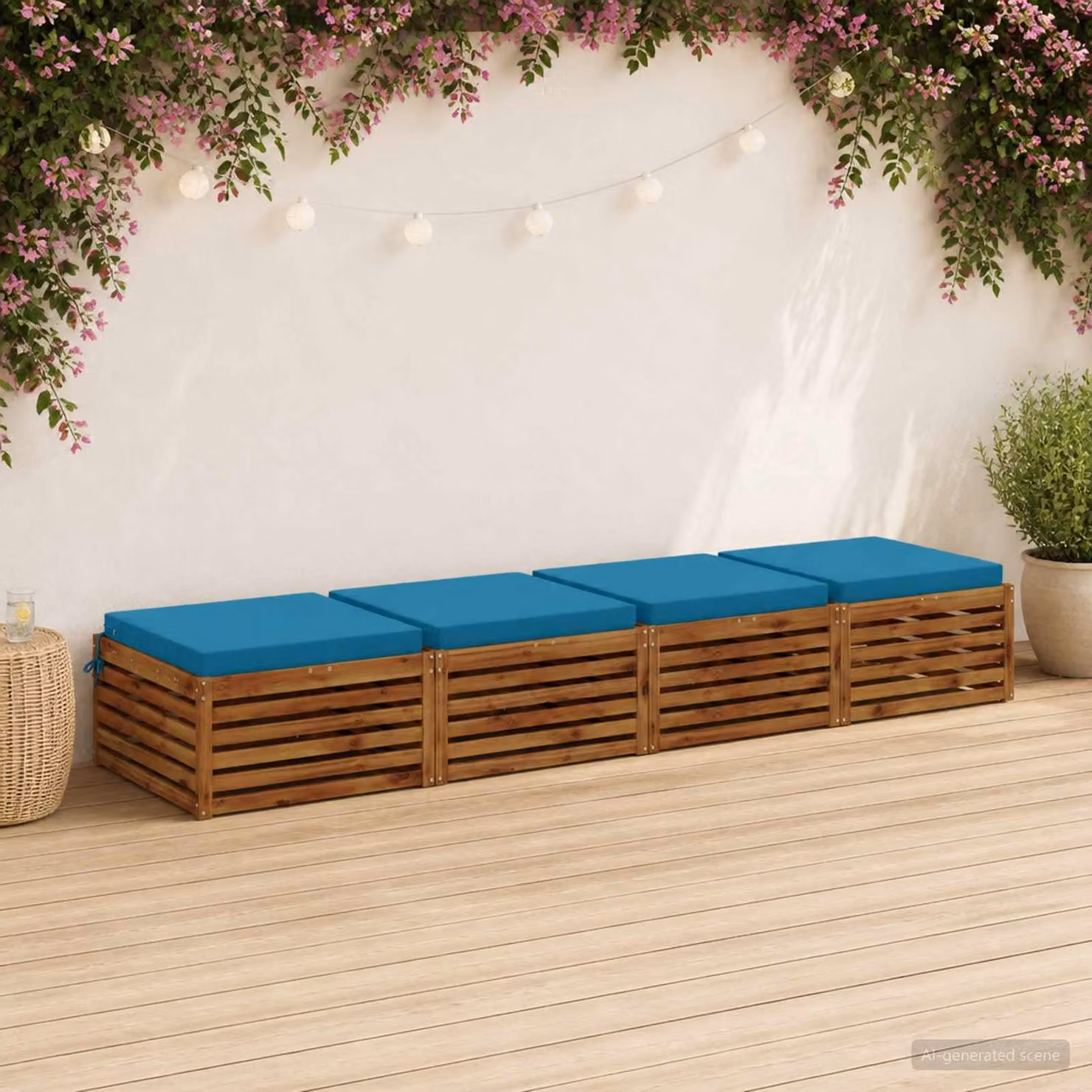 Set di 4 cuscini per sedia vidaXL in poliestere, forma quadrata, colore azzurro, con rivestimento lavabile e resistente ai raggi UV