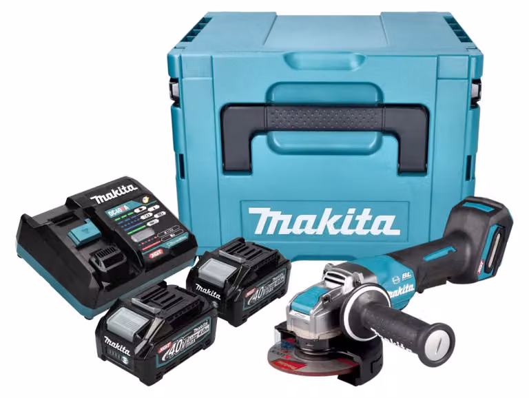 Makita GA 047 GM201 Smerigliatrice angolare a batteria 40 V max. 125 mm X-LOCK Brushless + 2x batteria ricaricabile 4,0 Ah + caricabatterie + Makpac