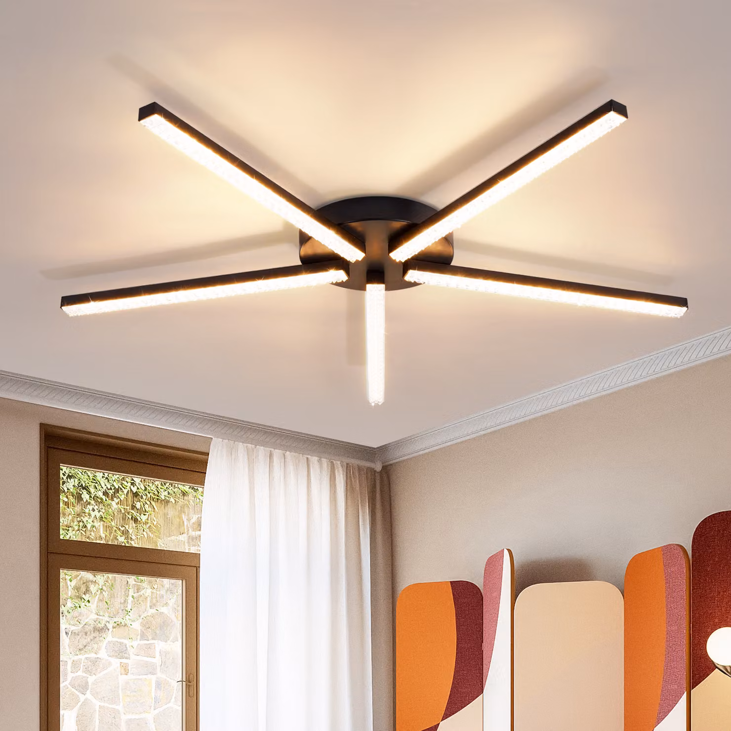 ZMH LED plafoniera nera 24W bianco caldo 3000K luce moderna cristallo plafoniera metallo per camera da letto soggiorno corridoio cucina