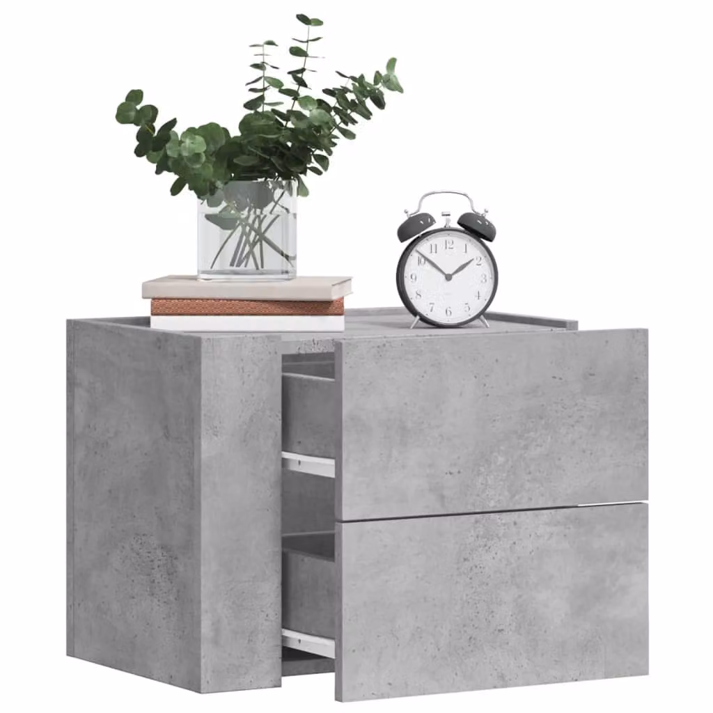 vidaXL Comodino a Muro Moderno Grigio L: 45 cm, P: 30 cm, H: 35 cm