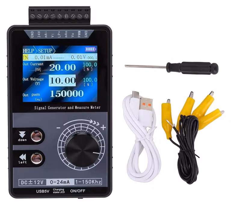 Generatore di segnali 4-20 mA, 0-12 V, PWM, 1-150 kHz