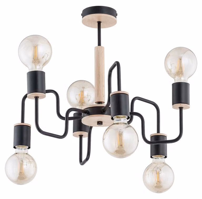 Lampada a sospensione con bracci a labirinto BREK nera 6xE27x15W in metallo, dimensioni: 42x53x53 cm, IP20 Alfa