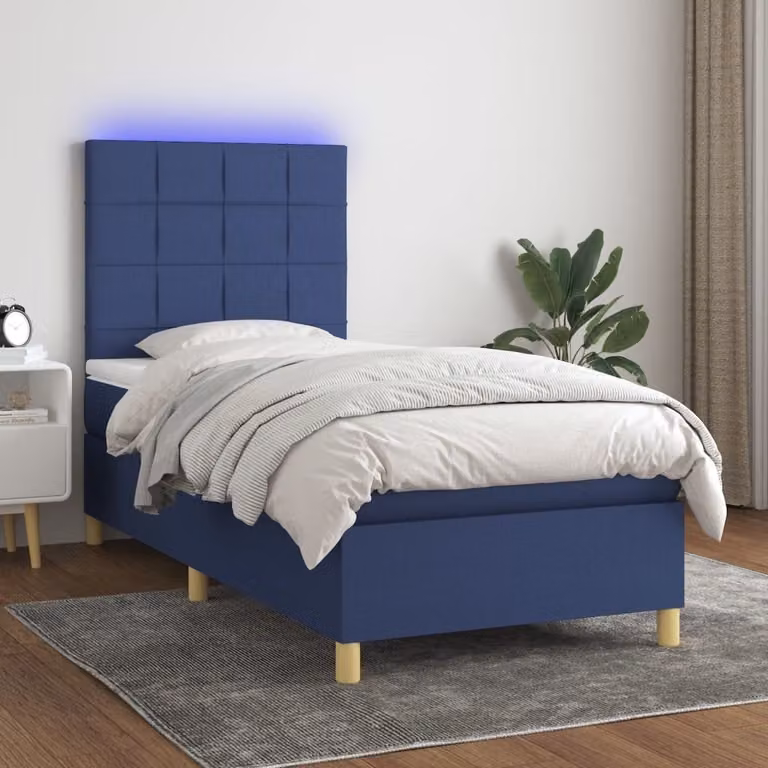 Maison Exclusive - Letto a Molle con Materasso e LED Blu 90x190 cm in Tessuto