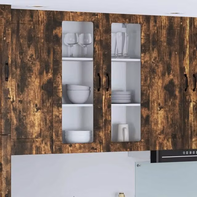Pensile da cucina moderno vidaXL in legno rovere marrone con ante a battente L 80 x P 31 x H 100 cm