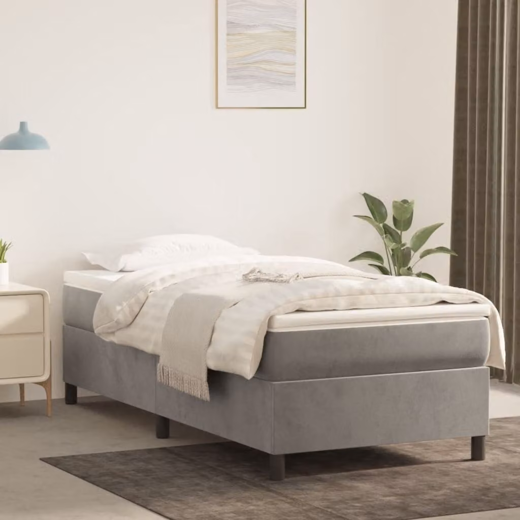The Living Store Struttura letto grigio chiaro 80x200 cm in velluto