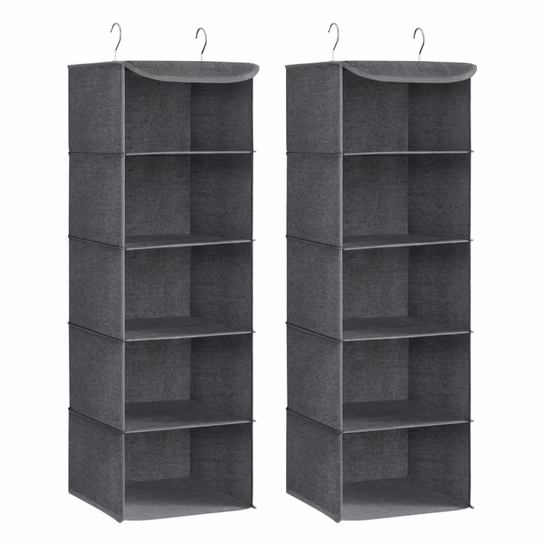 Set di Portaoggetti da Appendere per Armadio Pieghevole e Salvaspazio, Grigio / 2