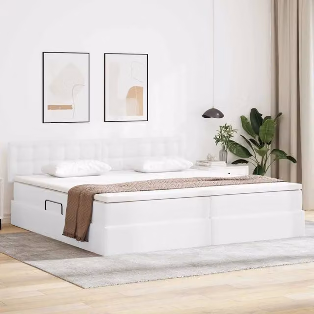 Letto con contenitore e materasso vidaXL Bianco, L/P/H: 200 x 200 x 280 cm