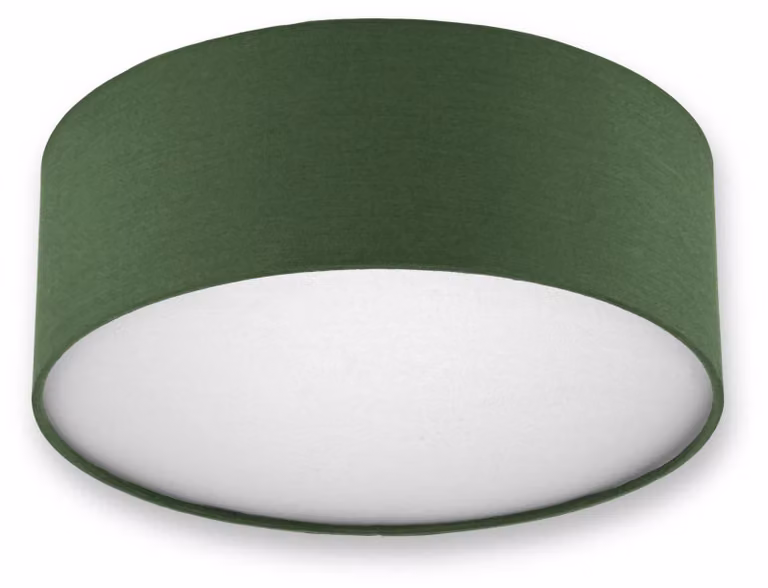 Plafoniera REV - 30 cm, paralume in tessuto dal design moderno, color verde scuro