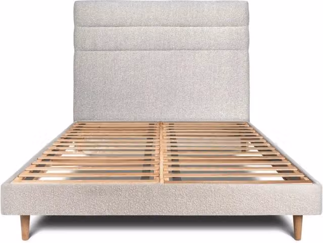 Letto 150x190 cm con testiera in linea - tessuto bouclé