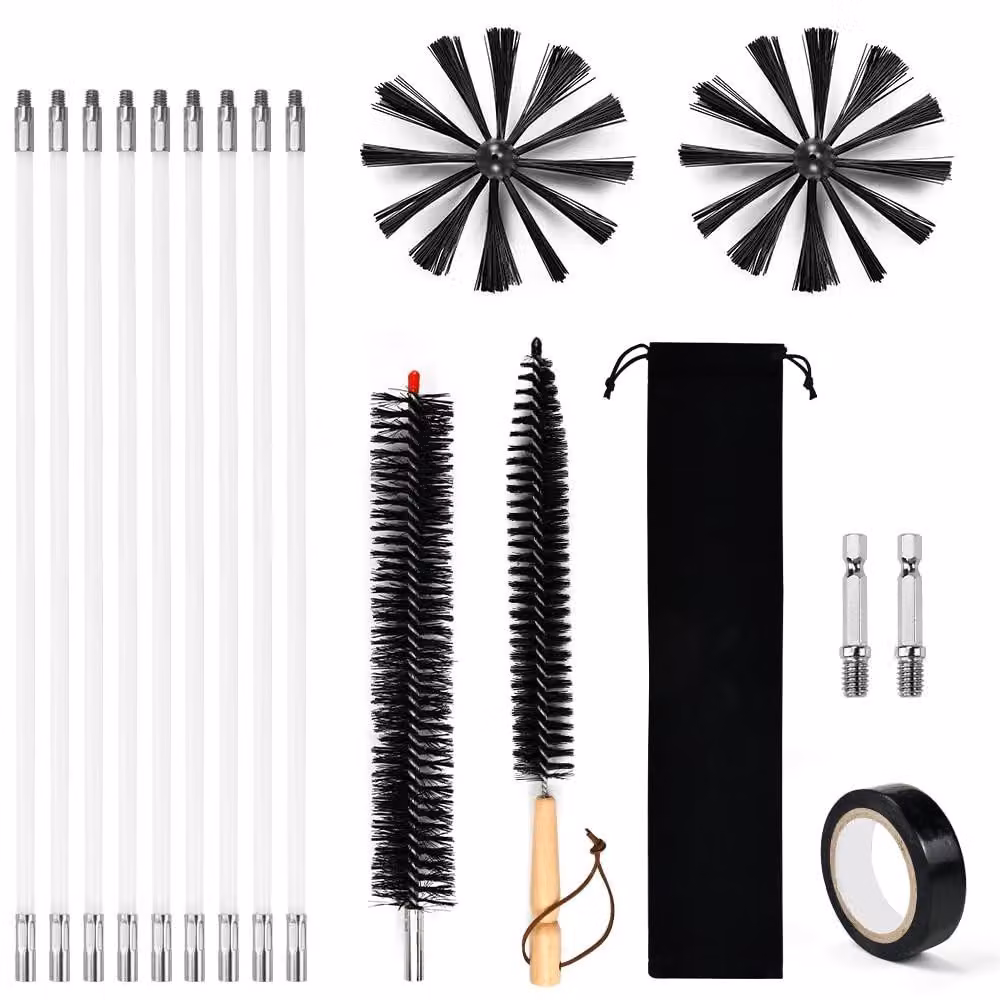 Omgoods - Kit completo per la pulizia di camini, con 9 aste e vari strumenti