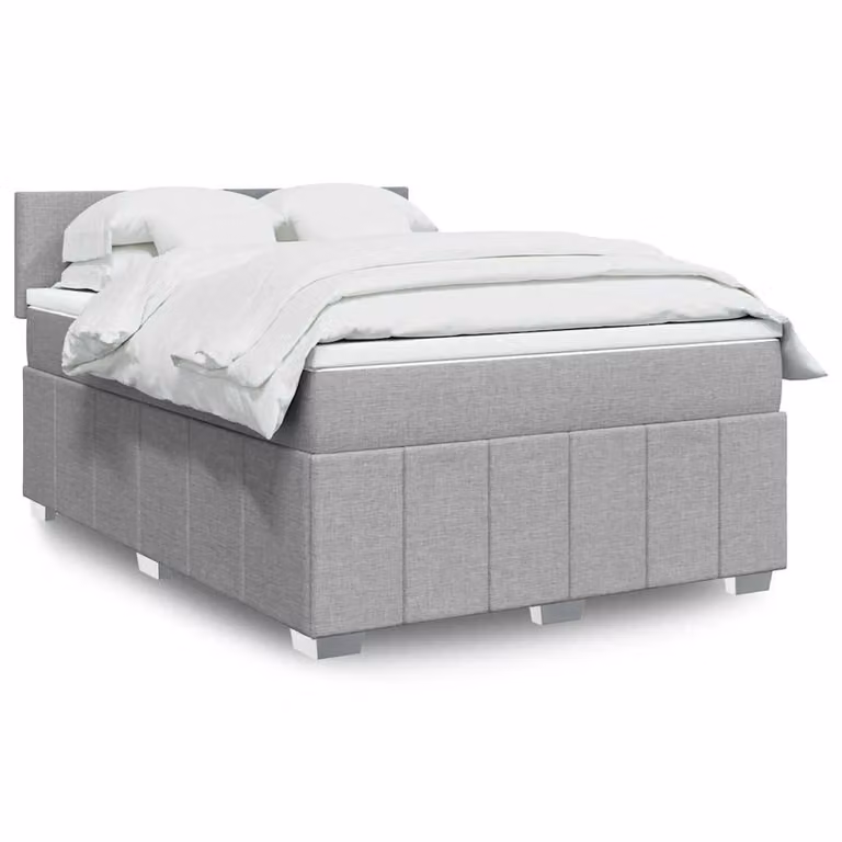 vidaXL Letto Ibrido con Materasso a Molle Grigio e Bianco L/P: 140 x 200 cm
