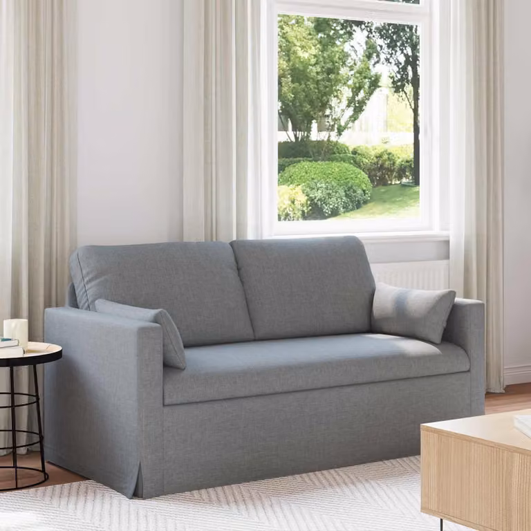 Divano vidaXL in tessuto grigio con struttura in metallo e coperture rimovibili L: 158 cm, P: 78 cm, H: 80 cm