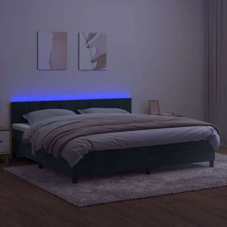 Maison Exclusive - Letto a Molle con Materasso e LED Verde Scuro 200x200cm Velluto