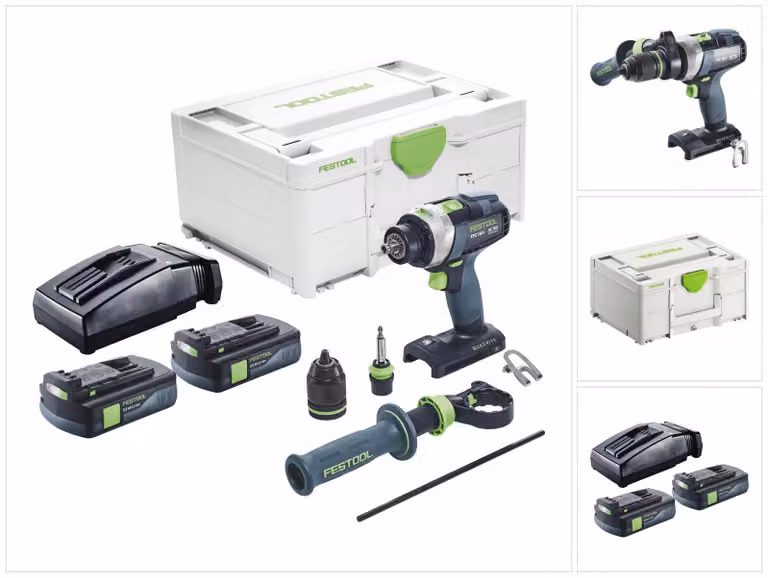 Festool TPC 18/4 I-Basic trapano a percussione a batteria 18 V 75 Nm senza spazzole + 2x batteria ricaricabile 3,0 Ah + caricatore + systainer