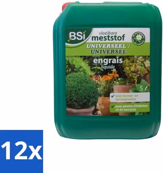 Mest universale liquida - Crescita equilibrata e piante forti - 5 L - Pacchetto economico - 12 pezzi
