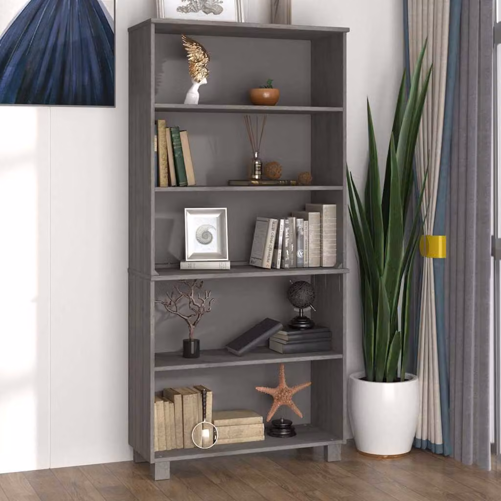 Credenza HAMAR vidaXL in legno massello di pino Grigio Matt L: 180 cm, H: 85 cm, P: 35 cm