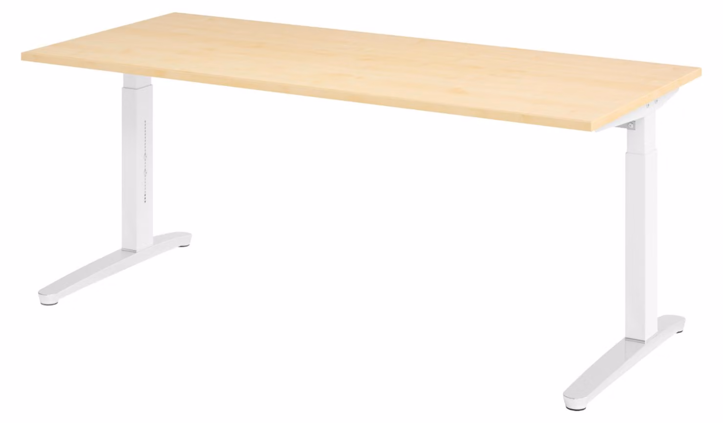 Scrivania bümö serie XB - Decorazione: acero, dimensioni: 180 x 80 cm, struttura: bianco/alluminio lucido