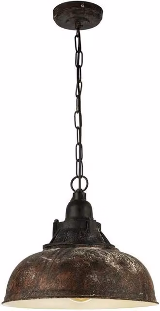 Lampadario a sospensione industriale Eglo Grantham in metallo marrone con paralume a cupola e altezza regolabile, attacco E27, Ø 37 cm