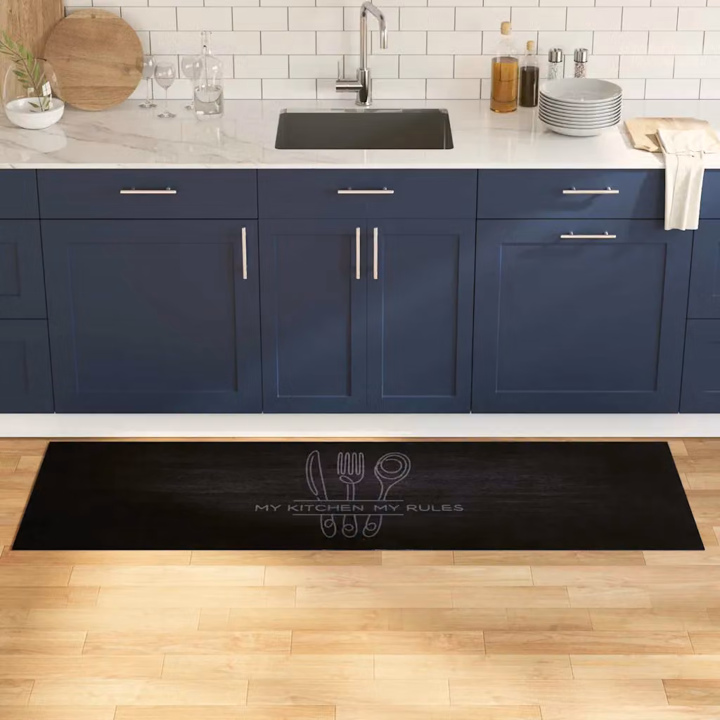 Tappeto da cucina vidaXL nero moderno, antiscivolo e lavabile, L 180 cm x P 60 cm, 100% poliammide
