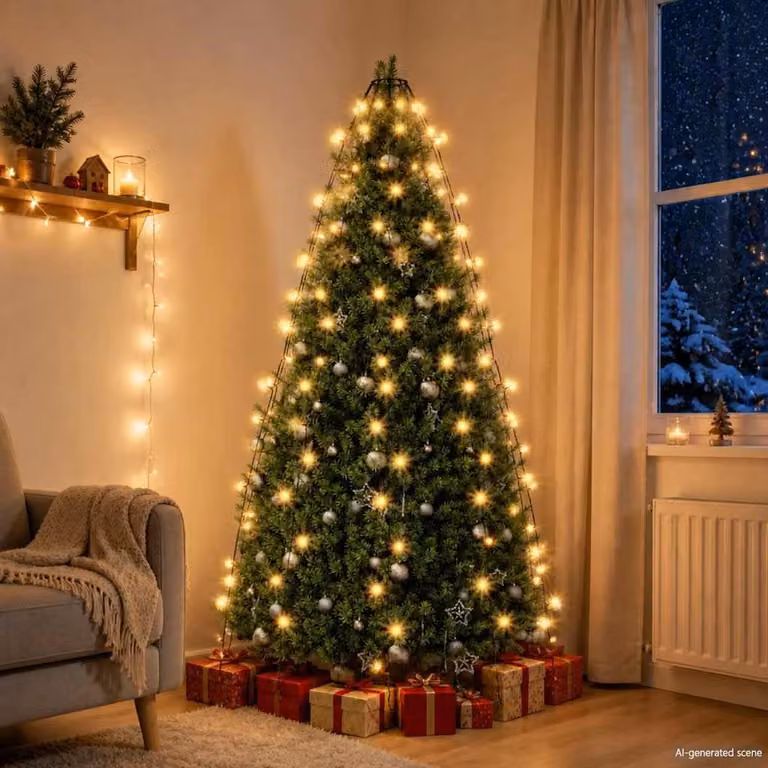 Luci per Albero di Natale vidaXL con 180 LED Bianco Caldo, Lunghezza: 180 cm