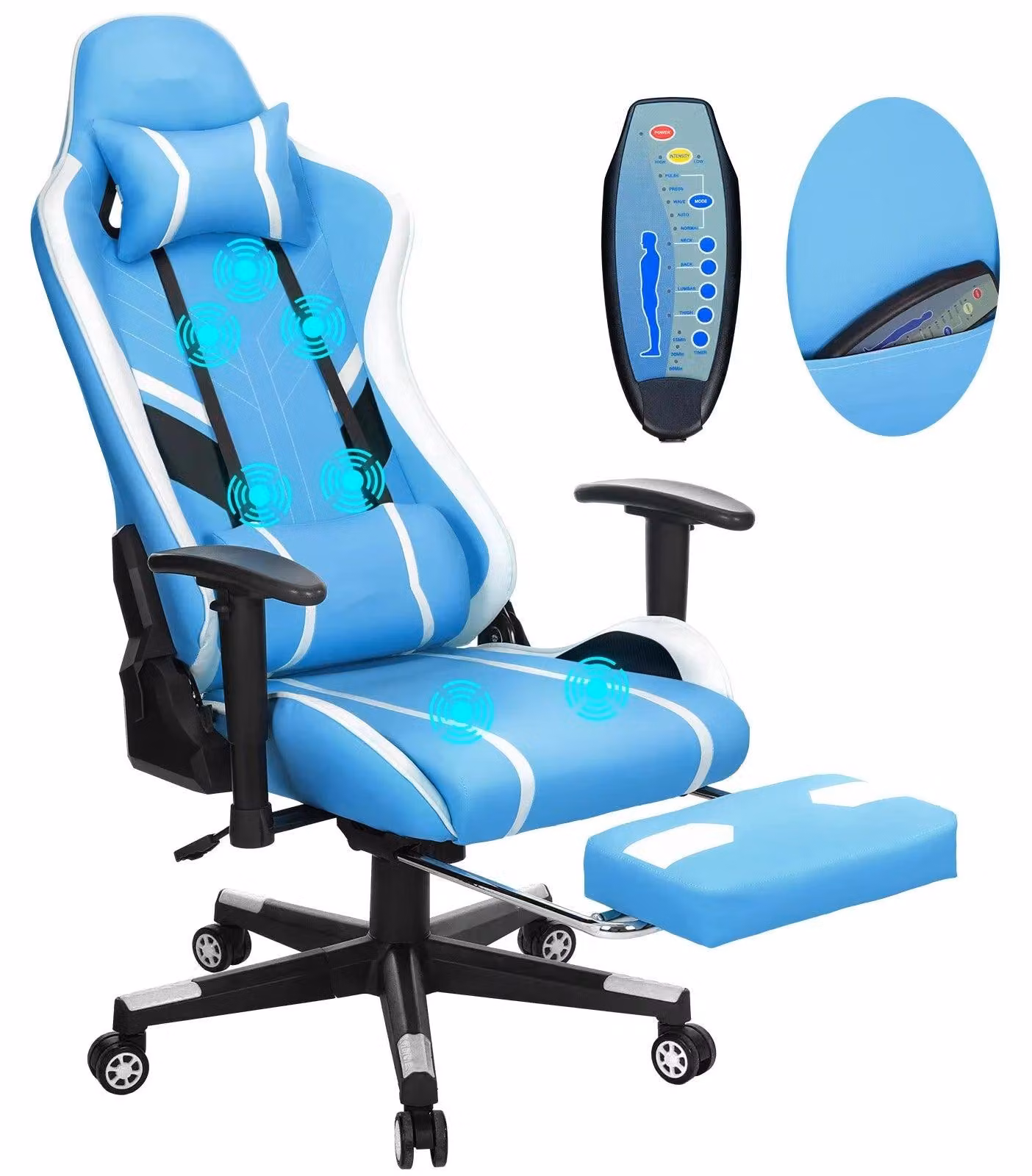 Sedia da gaming - Sedia da ufficio - Sedia massaggiante - Sedia da ufficio - Funzione di massaggio integrata