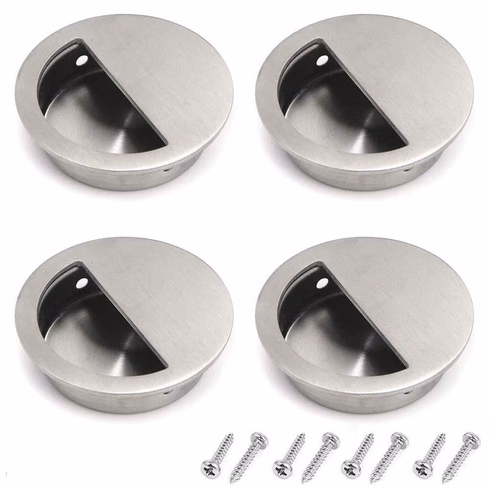 Set di 4 maniglie rotonde in acciaio inossidabile, da incasso