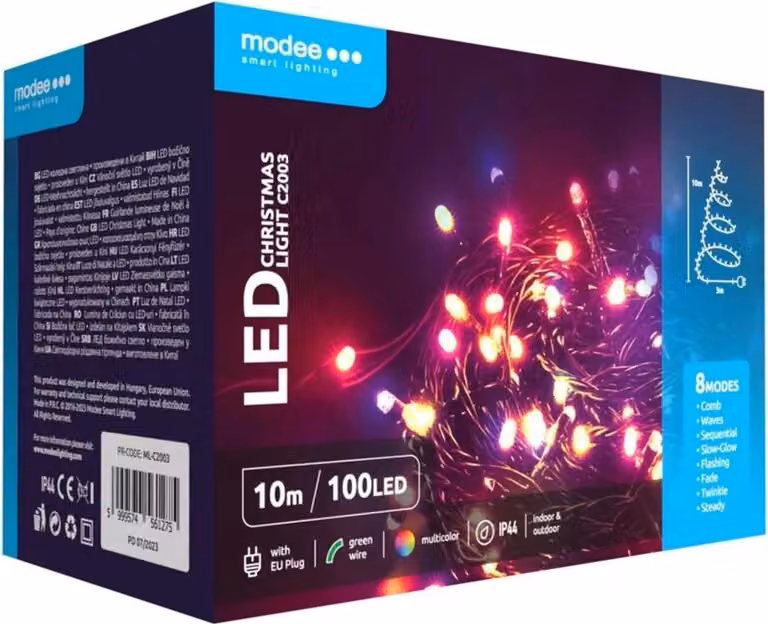 Modee Lighting Catena natalizia a LED 100 LED 10m multicolore