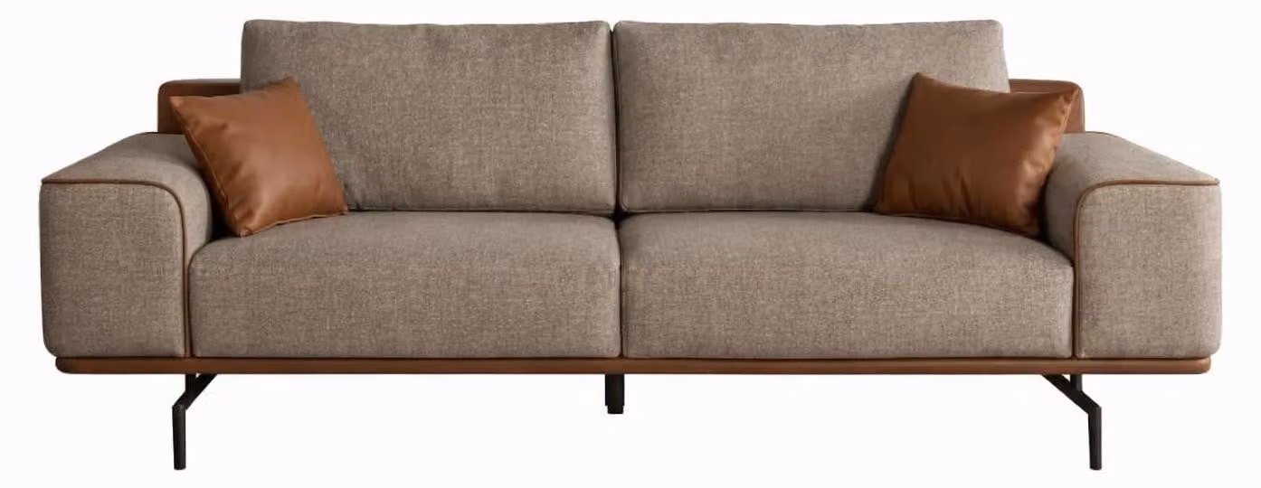 Beiges Sofa-Set Luxuriöses 3-Sitzer Sofa Moderne Wohnzimmer Couchen