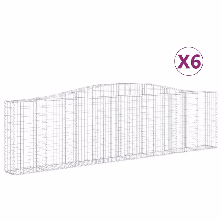Cesti Gabbioni ad Arco 6 pz 400x30x100/120 cm Ferro Zincato
