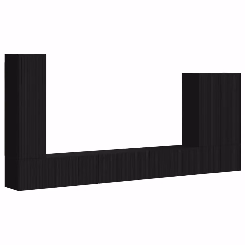 Set di 6 mobiletti da TV moderni da parete vidaXL in MDF nero opaco – 2