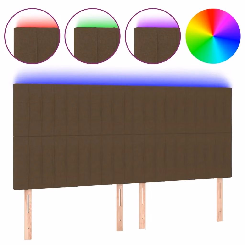 Testiera con LED e porte USB vidaXL in tessuto marrone scuro L: 180 cm, P: 5 cm, H: 118-128 cm – 2