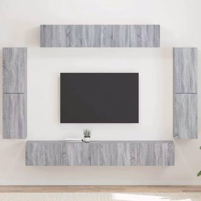Mobile TV 8 pz Sonoma grigio Legno ingegnerizzato 3409147
