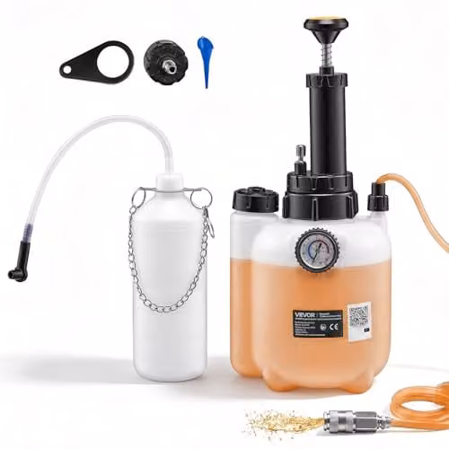 VEVOR Kit di Spurgo Freni Manuale, Spurgo di Liquido del Freno a Pressione Capienza 3 Litri, Attrezzatura per Ricambio Liquido Bottiglia di Recupero 1L Adattatore per Pompa 43,2 mm, Veicoli Moto