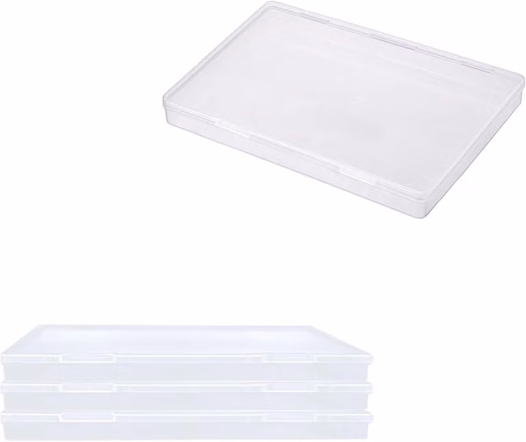 Contenitori di stoccaggio B6, trasparenti, confezione da 4 pezzi, dimensioni 18 x 13 x 1,8 cm, ideali per piccoli oggetti