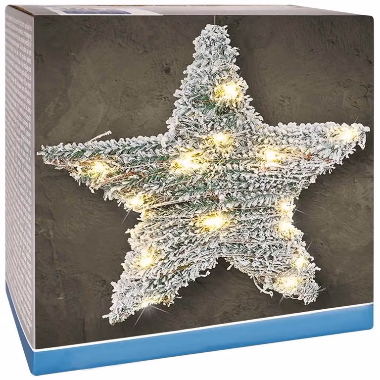 Stella di Natale con 30 luci LED ed effetto neve