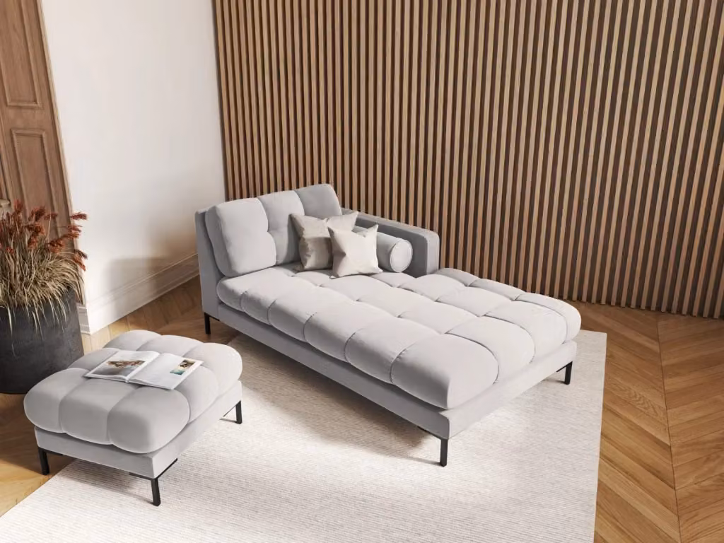 Chaise longue destra Bali di Cosmopolitan Design in velluto argento L/P/H: 164 x 102 x 75 cm – 2
