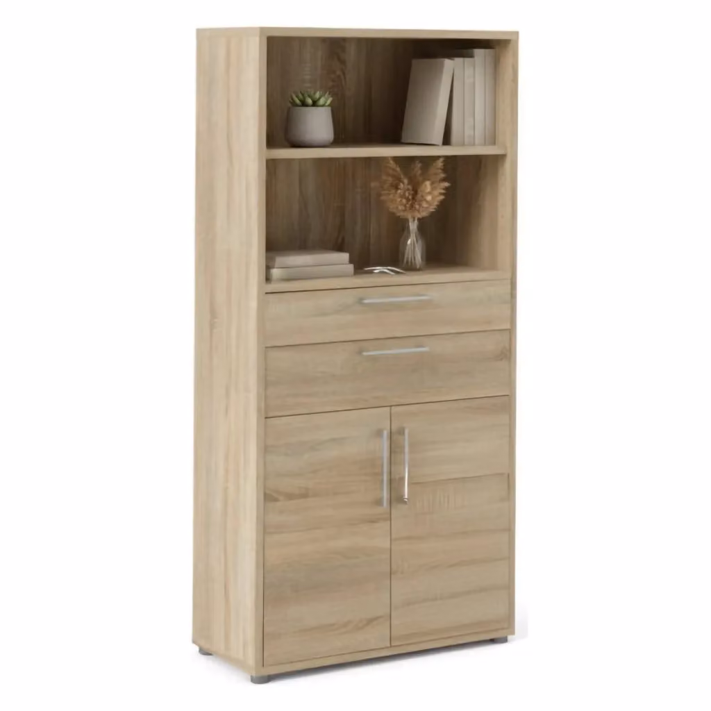 Credenza Albidona DMORA in legno di quercia color marrone, buffet e madia moderna per soggiorno o cucina, L: 89 cm, P: 40 cm, H: 186 cm – 2