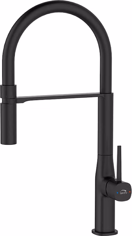 Miscelatore verticale di design per lavello con bocca a U nero