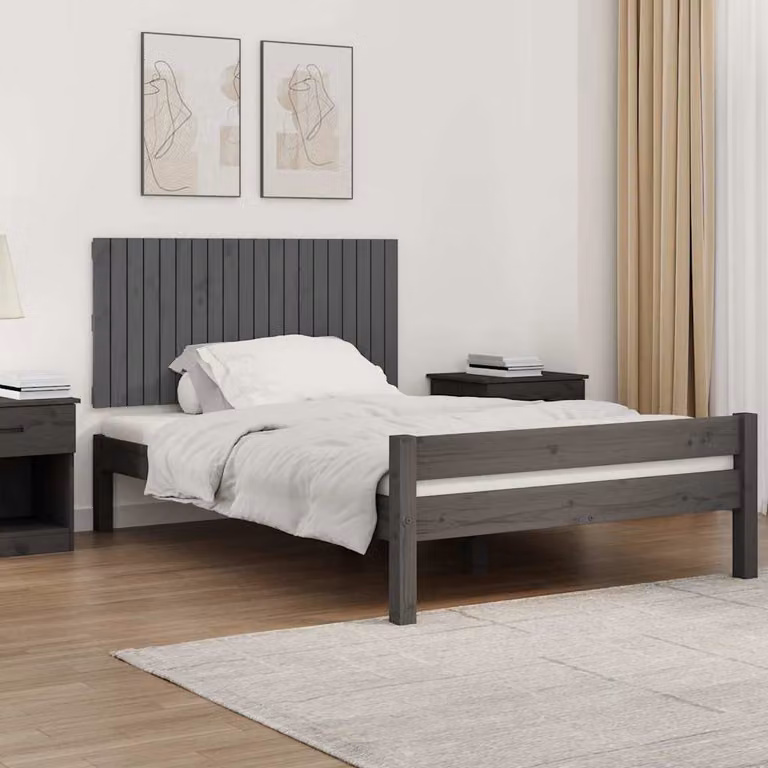 Testiera da parete vidaXL in legno massello di pino grigio, L 127,5 x P 3 x H 60 cm