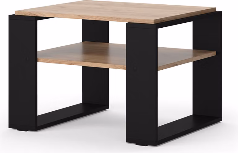 Tavolino da salotto Vicco Helm Rovere dorato 65.6 x 55.8 cm con ripiano, Model 49992
