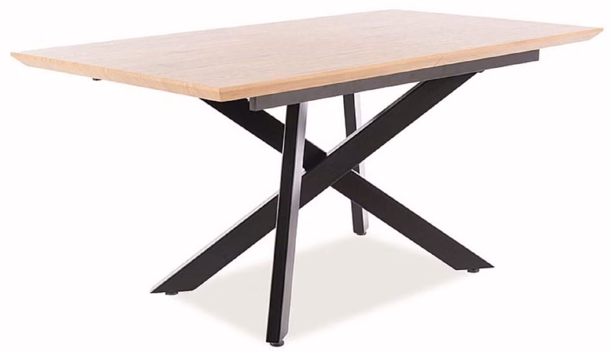 Tavolo da pranzo Casa Padrino colori naturali / nero opaco 160-200 x 90 x h. 76 cm - Tavolo da cucina allungabile - Mobili da sala da pranzo - Mobili da cucina - Mobili