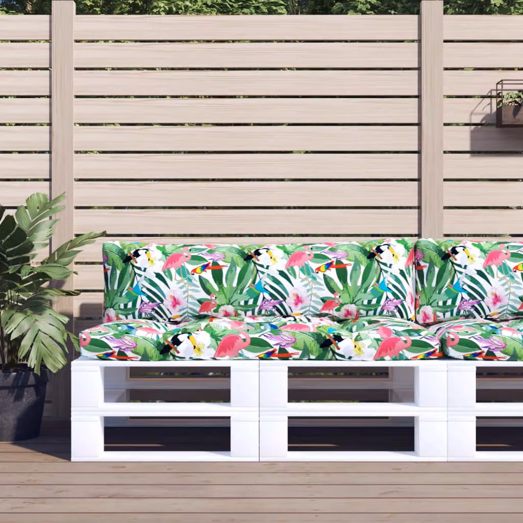 Set di 2 cuscini per pallet vidaXL multicolore in tessuto Oxford impermeabile e traspirante L 110 cm x P 58 cm x H 10 cm