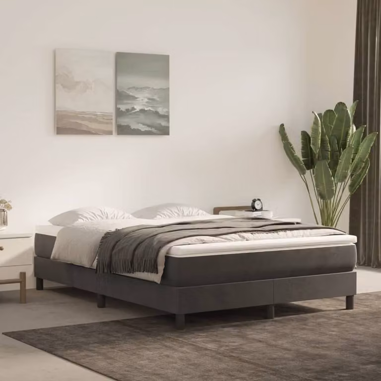 Materasso a Molle Insacchettate Rigidità Media Grigio Scuro 140x190x20 cm in Velluto