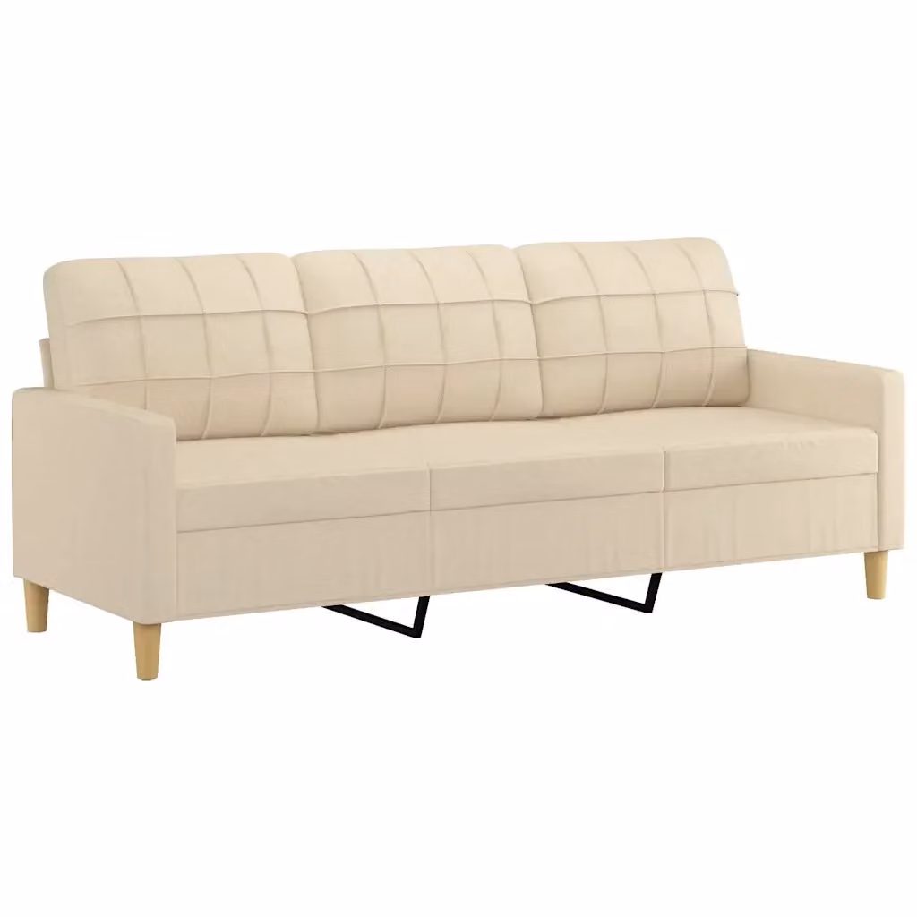 Divano moderno a 3 posti vidaXL in tessuto beige con struttura in metallo per il tuo soggiorno L: 198 cm, P: 80 cm, H: 77 cm – 2