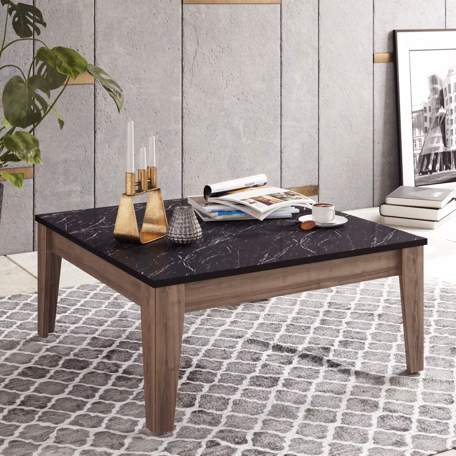 Skye Decor, Lorenz, tavolino da caffè, noce, 100 % MELAMIN COATED SLIPBOARD, 85 x 35 x 85 cm