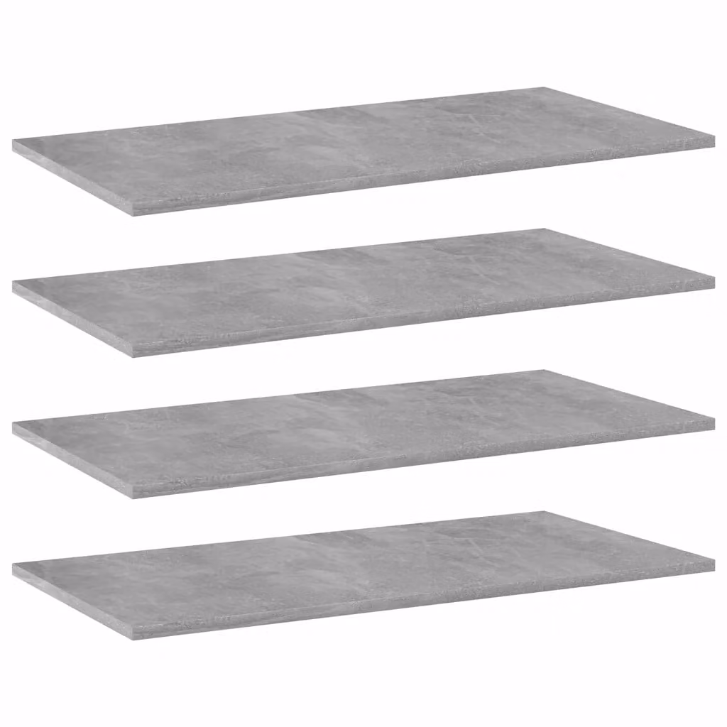 Set di 4 ripiani per libreria vidaXL in legno multistrato, colore grigio cemento, L 80 cm x P 40 cm x H 1,5 cm