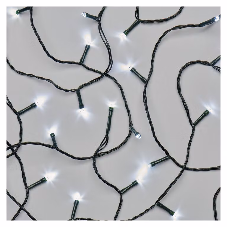 Catena luminosa a LED, 12 metri, luce bianca fredda, 120 LED, grado di protezione IP44, con timer, per interni ed esterni