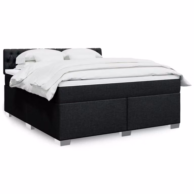 vidaXL Giroletto a Molle con Materasso Nero in Tessuto L/P/H: 180 x 200 cm