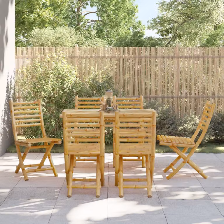 Set di 6 sedie pieghevoli da giardino vidaXL in bambù marrone, L/P/H: 43 x 54 x 88 cm