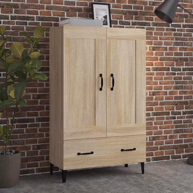 Credenza vidaXL in stile industriale in legno e metallo, Rovere Sonoma, L: 70 cm, P: 31 cm, H: 115 cm